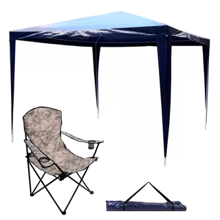 Kit Praia Kala Tenda Gazebo 3x3 Metros com 1 Cadeira Dobrável Camuflada Kala Capacidade 150KG em Oferta na Shopee