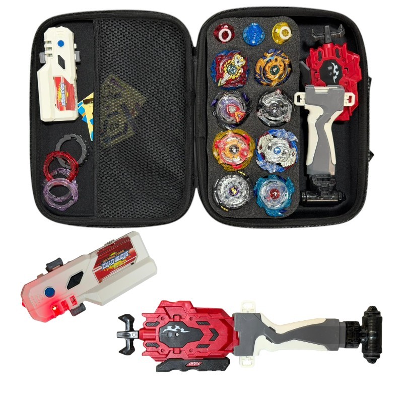 Kit Beyblade Completo com 8 Beyblades Lançador Dupla Rotação e Maleta ...