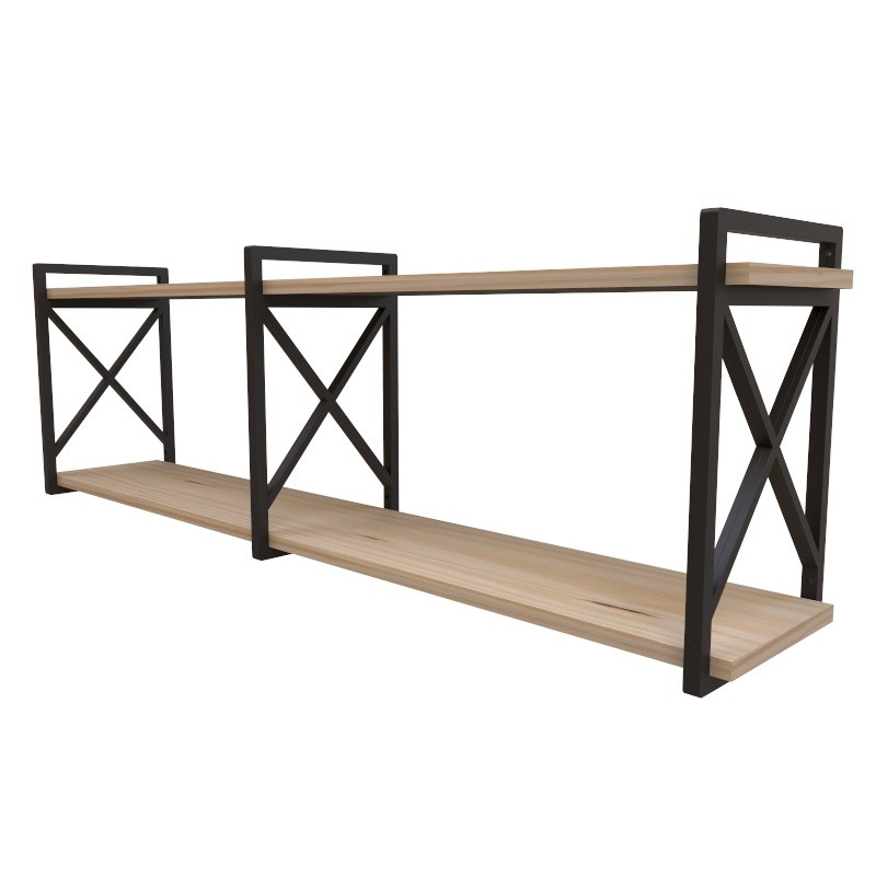 Prateleira estilo industrial Flutuante com 115cm de comprimento Suspensa em Parede - Kit Completo