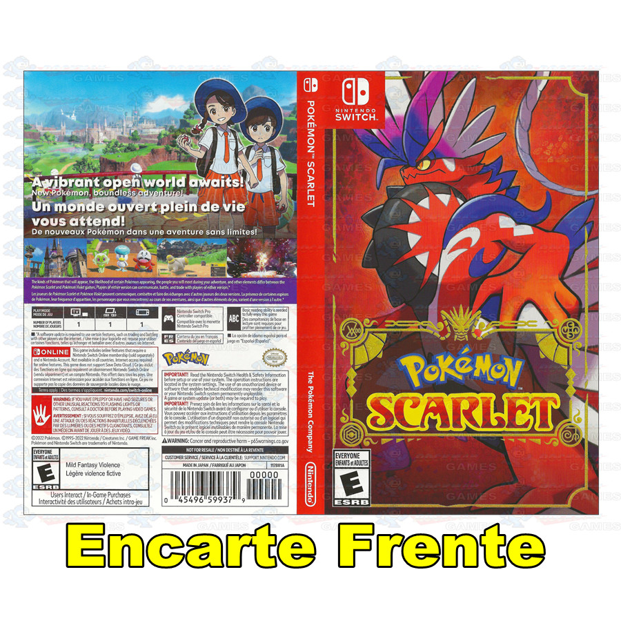 Encarte Repro Pokémon Scarlet - Nintendo Switch | Shopee Brasil