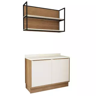 Balcão Escritório e Prateleira Herval Ten, 100% MDF, 120 cm, Off White em Oferta na Shopee