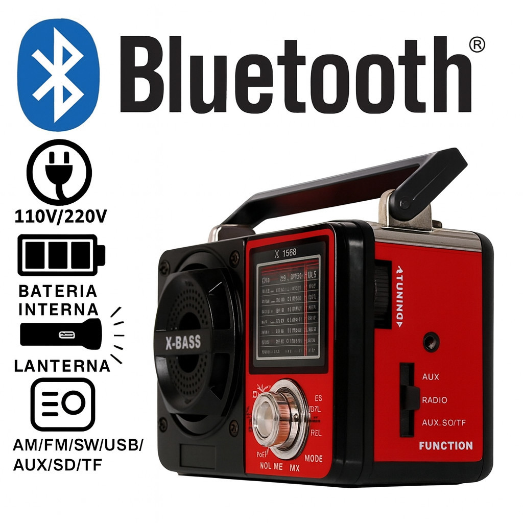 Rádio Retrô Vintage Portátil A Pilha E Tomada Am Fm Sw Pendrive Com Sd Usb