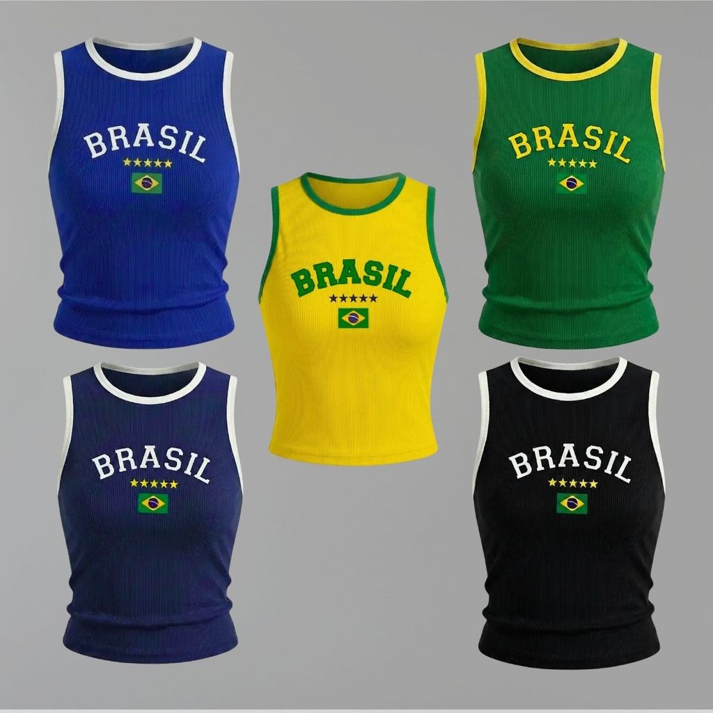 Regata do Brasil Feminina Baby Look Brasil Feminina Camisa Do Brasil Feminina Blusa Copa Feminina 2026 Tamanho 36 ao 58 em Oferta na Shopee