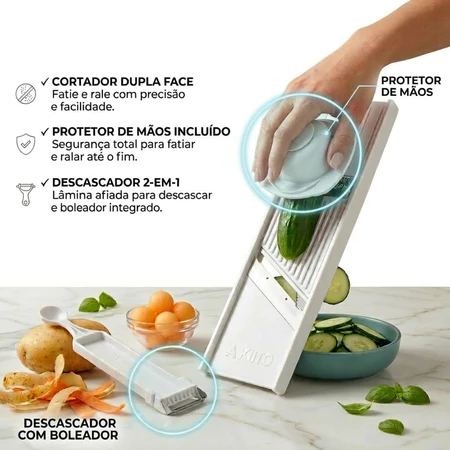 Cortador Fatiador Ralador 4 em 1 Multiuso feita Para Legumes, Frutas, Batata, Cenoura e Queijo