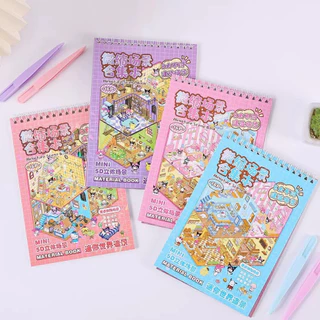 Caderno Adesivos 3D: 8 Cenários+Pinça Livro de Decoracão Dinâmica para Criar Mundos Minúsculos JH em Oferta na Shopee
