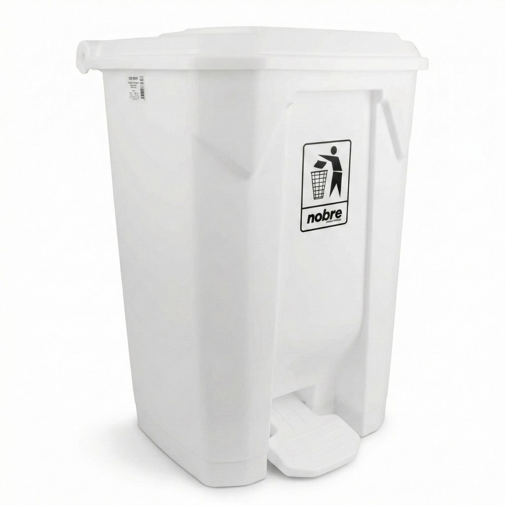 Lixeira Plástica com Pedal 100L Branca Nobre - Grande Capacidade e Alta Resistência