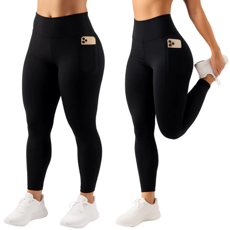 Kit 2 Calça Legging Feminino Bolso lateral Feminina Suplex Cós Largo Academia Fitness Crossfit Verão 2026