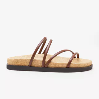 Papete Feminina Íris Couro Marrom Palha em Oferta na Shopee