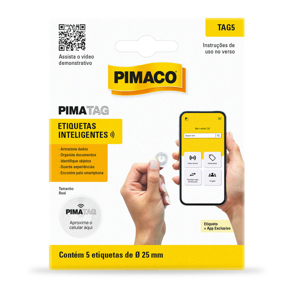 Etiqueta inteligente Pimatag NFC TAG5 com 5 unidades Pimaco | Shopee Brasil