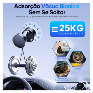 Suporte Magnético Universal para Celular 360° Dobrável com Ventosa Forte Automotivo