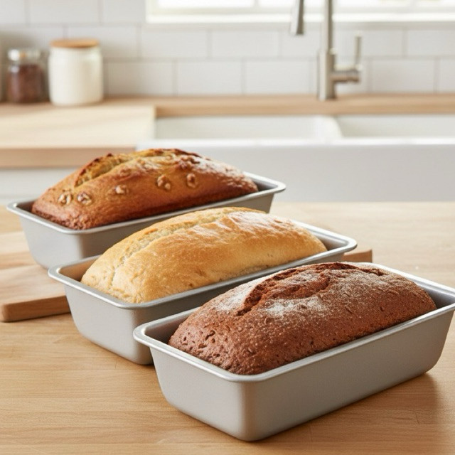 Kit 3 Formas Alumínio Assar Pão Bolo Tamanhos Variados Forno