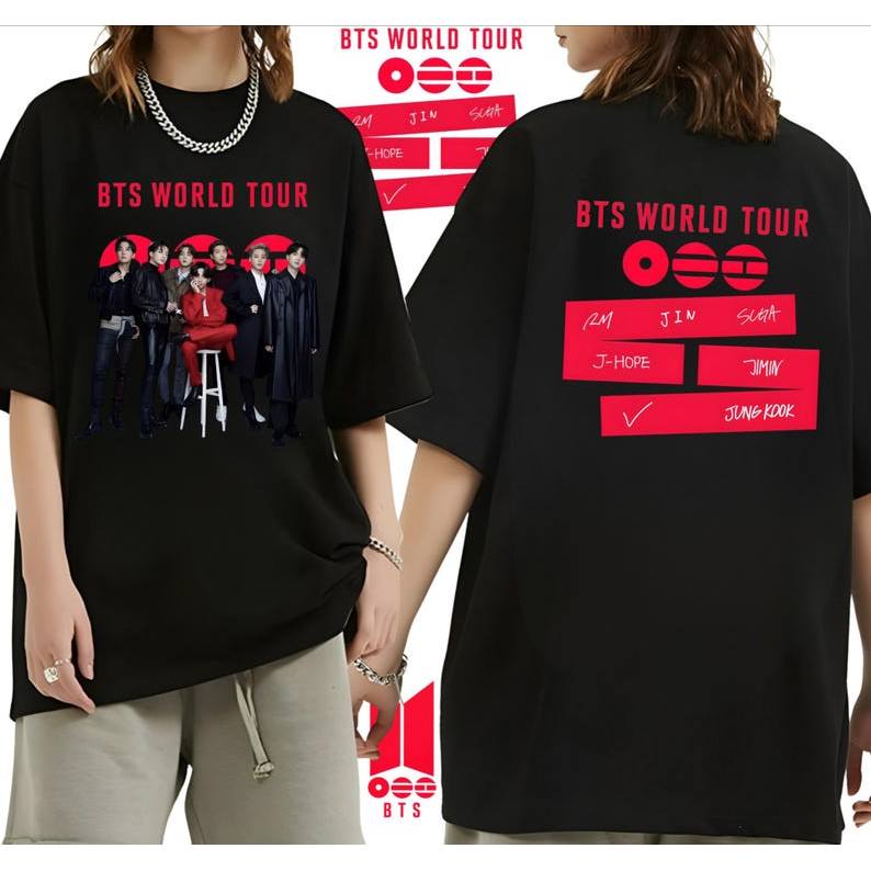 BTS Tシャツ Oversized Camiseta Preta Unissex, Estampa 