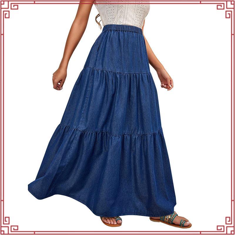 Saia Jeans Longa Rodada Estilo 3 Marias Sem Elastano Barata | Shopee Brasil