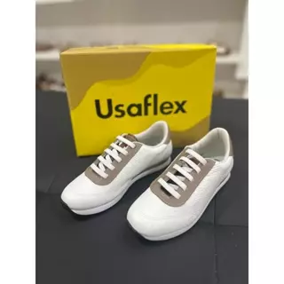 Tênis Usaflex em Couro Cor Branco em Oferta na Shopee