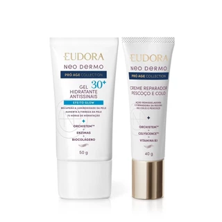 Eudora Kit Neo Dermo Pró Age Collection: Creme Reparador Pescoço e Colo 40g + Gel Facial Antissinais 30+ 50g em Oferta na Shopee