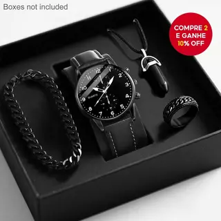 Moda Pulseira De Couro Masculino Relógios De Quartzo Conjunto Homem Relógio De Pulso Casual Com Pulseiras (Sem Caixa) 4 em Oferta na Shopee