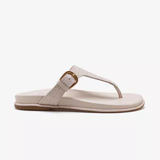 Rasteira Feminina Zoe Couro Off White em Oferta na Shopee