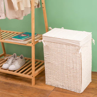 cesto organizador retangular 40cm de algodão e linho - Oikos em Oferta na Shopee