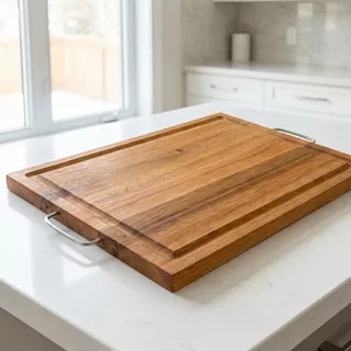 Tabua De Carne Churrasco Com Alça Grande 32x40 Madeira Dura