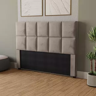 Cabeceira Cama Box Kappesberg Casal/Queen Veludo Cinza Claro 160cm