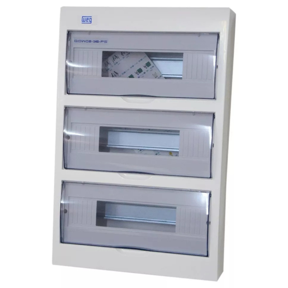 Quadro Distribuição Embutir 36 Disjun Fumê Weg + Barramento