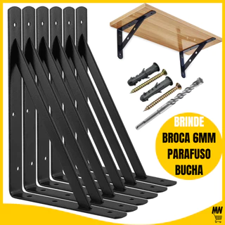 Suportes Mão Francesa Preta 29cm/23cm/19cm Prateleira Tábua Cantoneira Reforçada Broca BBP em Oferta na Shopee
