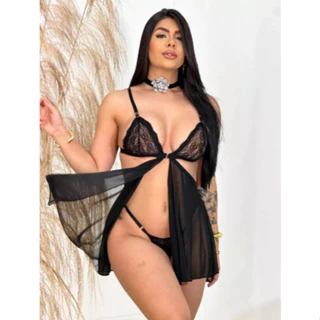 Camisola Sexy Sedução Tule Com Calcinha De Regulagem Feminina Sensual em Oferta na Shopee