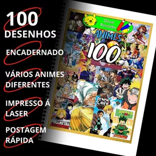 Animes Caderno para colorir 100 desenhos encadernado em Oferta na Shopee