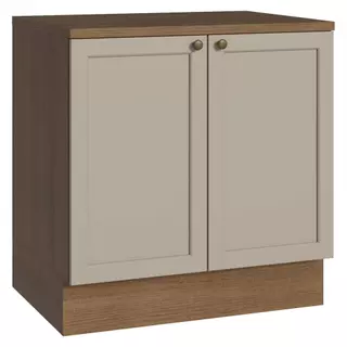 Balcão de Cozinha 80 cm 2 Portas Rustic/Crema Vik Madesa em Oferta na Shopee