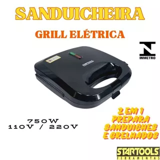 Sanduicheira Grill Elétrica 750W 110 Ou 220V Grelha Duplas 2 Em 1 Sanduíches E Grelhados 21,5x22x7,5 em Oferta na Shopee