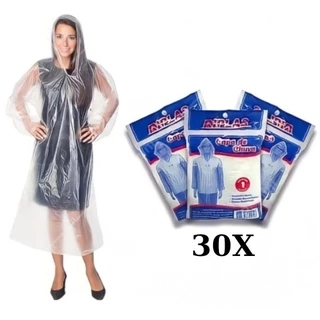 Kit com 30 unidades de capa de chuva descartável transparente - Riplas em Oferta na Shopee