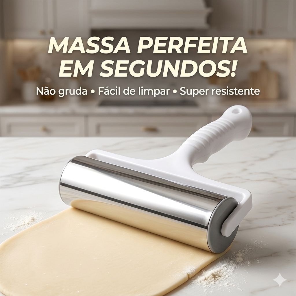 Rolo de Massa em Aço 22cm x 12cm x 6cm – Resistente e Prátic
