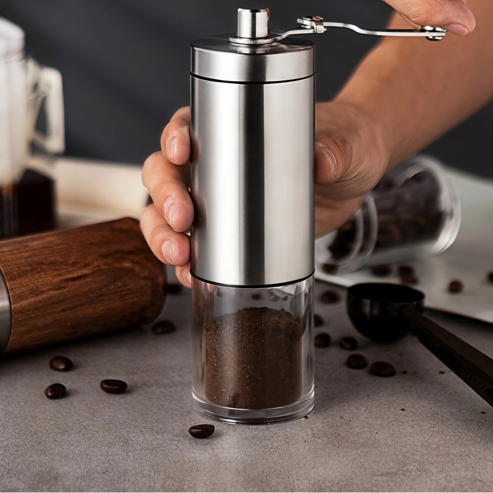 Moedor de Café Grãos Manual Portátil - Aço Inox Cerâmica com