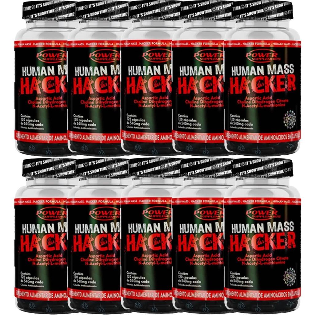 Kit 10X Human Mass Hacker - 120 Cápsulas - Power Supplements | Shopee ...