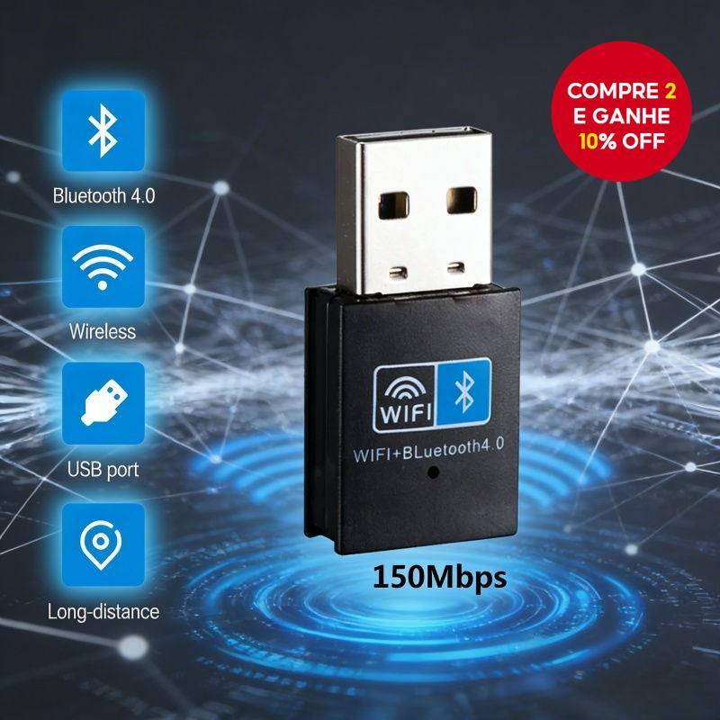 Mini Adaptador Wireless USB WiFi Bluetooth 4.0 150Mbps Sem Driver para ...