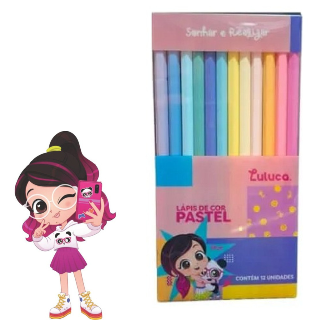 LAPIS DE COR PASTEL LULUCA C/ 12 CORES LU1205 | Shopee Brasil