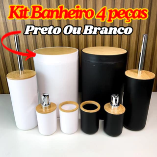 Kit De Banheiro 4 Pçs Copo Escova De Dente E Cesto De Lixo E Frasco De Loção, Escova Vaso Sanitário em Oferta na Shopee