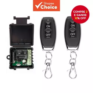 Controle Remoto Interruptor Sem Fio 433Mhz DC 12V 1CH RF 10A Receptor de Relé e Transmissor 2CH Para Porta Trava em Oferta na Shopee