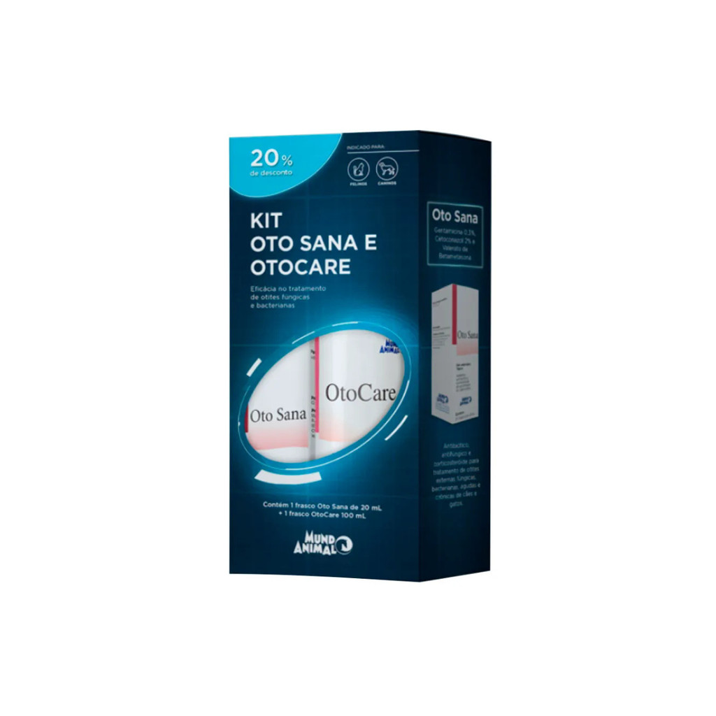 KIT OTOSANA 20 ML + OTOCARE 100 ML MUNDO ANIMAL CAES GATOS | Shopee Brasil