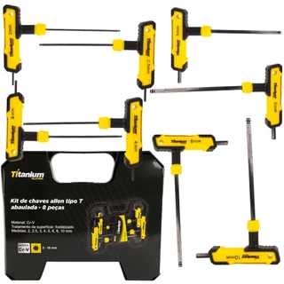 Jogo de chave allen abaulada cabo "T" 2 a 10 mm 8 peças - 08033 Titanium em Oferta na Shopee