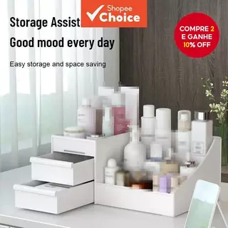 Caixa de Armazenamento de Maquiagem Branca para Gaveta - Estante de Plástico para Cosméticos e Cuidados com a Pele. em Oferta na Shopee