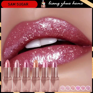 SAM SUGAR 6 Cores Glitter Batom Metálico À Prova D'água De Longa Duração Não Desbotamento Shimmer Diamond Lip Tint Copo em Oferta na Shopee