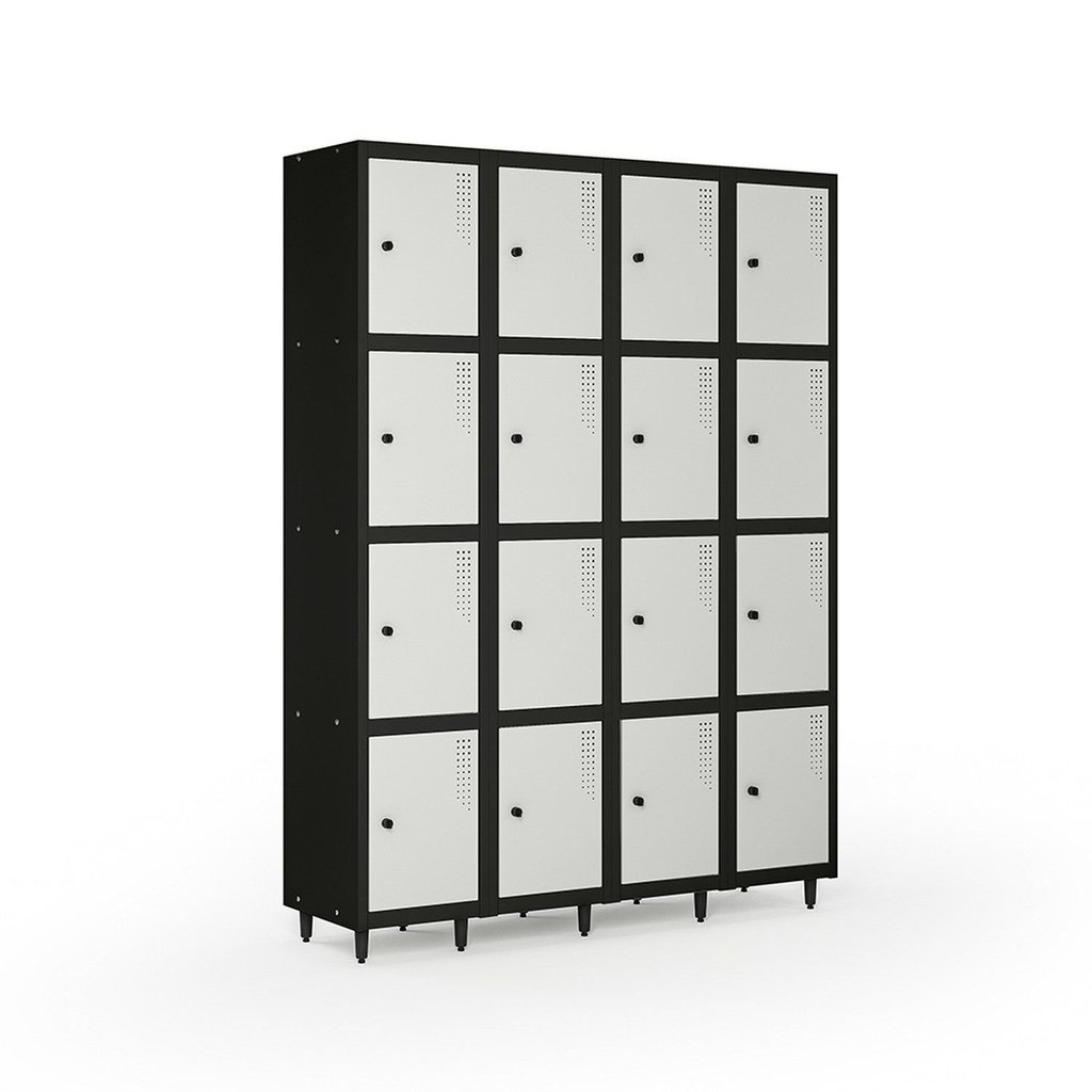 Armário Roupeiro Locker Guarda-volume de Aço 16 Portas Pequenas com ...