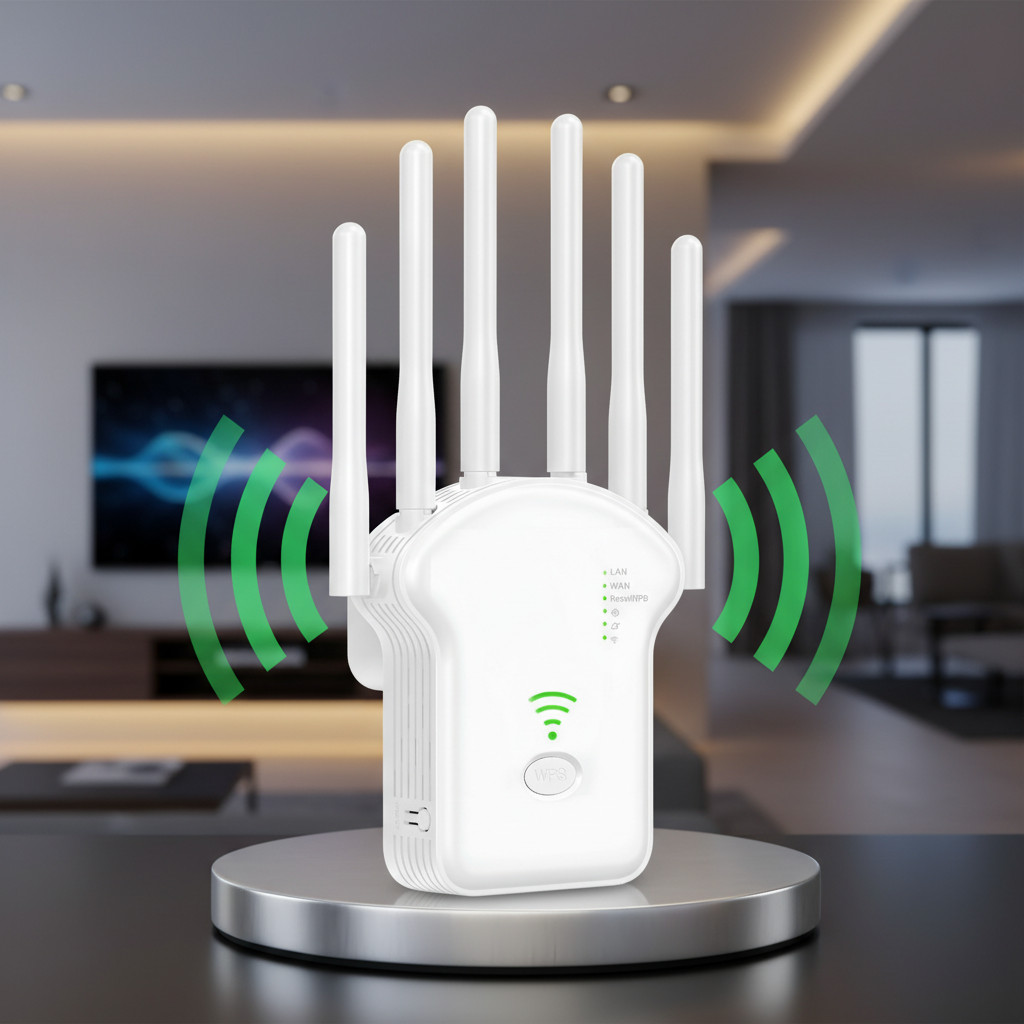 Amplificador de WiFi Repetidor de Sinal 6 Antenas Extensor de Internet ...