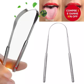 Raspador de Língua de Aço Inoxidável para Adultos - Limpa para Reduzir o Mau Hálito, Refrescar o Hálito e Melhorar a em Oferta na Shopee