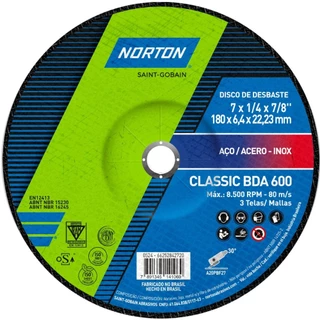 Disco de desbaste para aço 7x1/4x7/8pol - BDA 600 - Norton em Oferta na Shopee