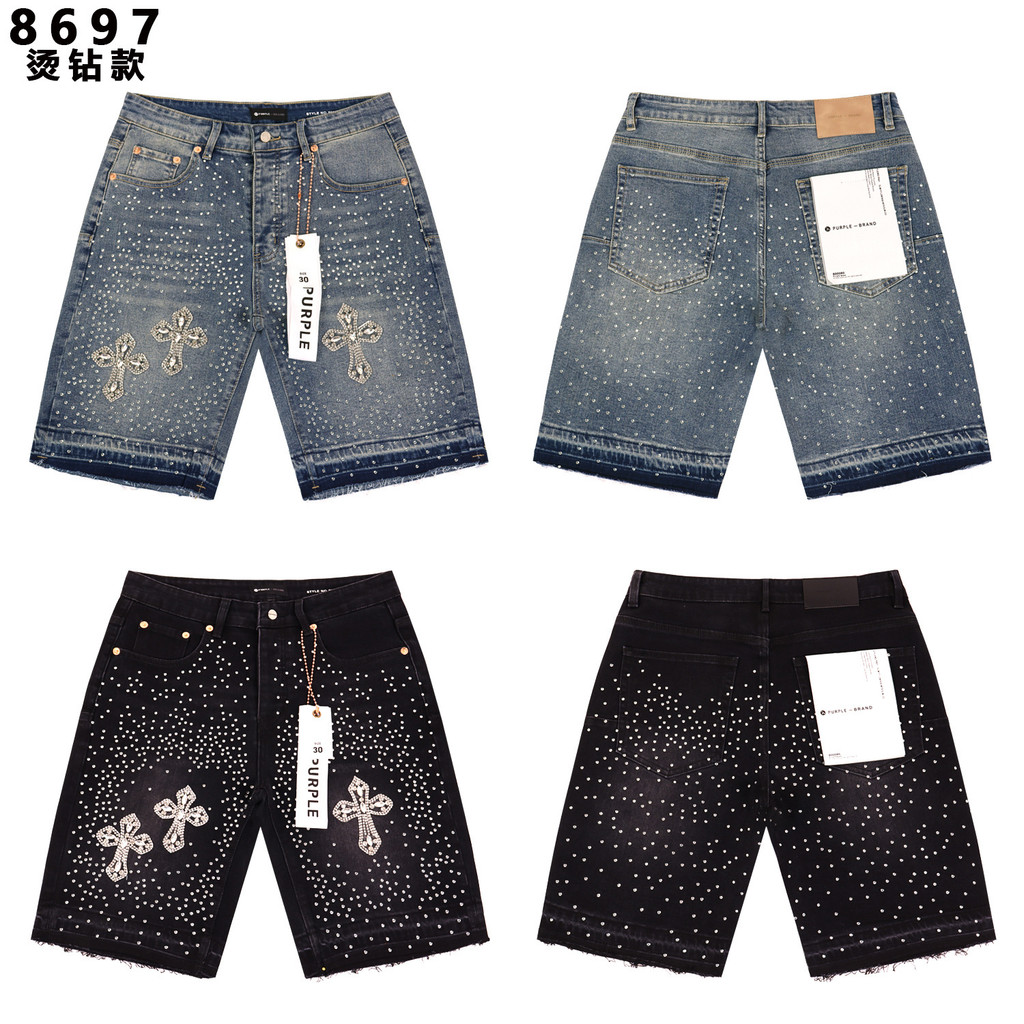 Purple Brand Calça Jeans marca roxa retrô lavada com diamantes