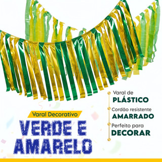 Varal Fitas Verde Amarelo 10M 50M 100M Decoração Copa do Mundo Festa Futebol Brasil em Oferta na Shopee