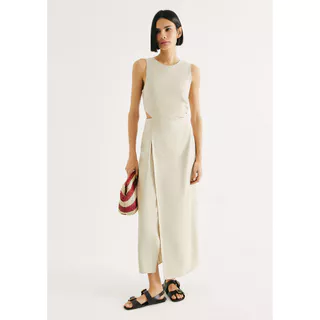 Vestido Longo Evasê Com Recorte Assimétrico em Oferta na Shopee