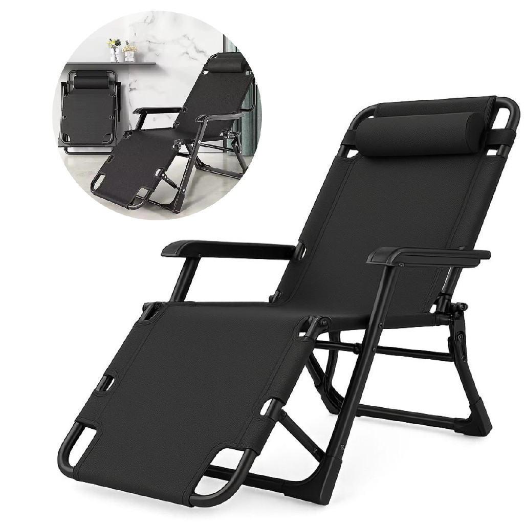 Cadeira Espreguiçadeira Dobrável Reclinável Jardim Praia Piscina 15 Posições 150kg Portátil